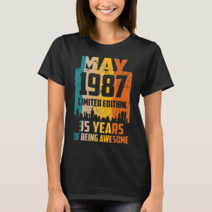 35th Birthday 35 Years Awesome Since May 1987 Vint T-Shirt
