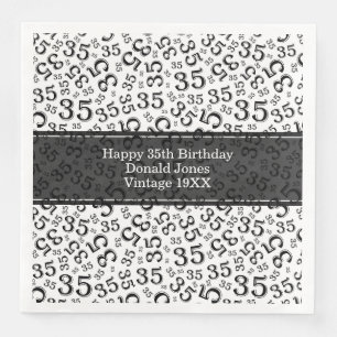35th Birthday Age Number Pattern Black/White Napkin