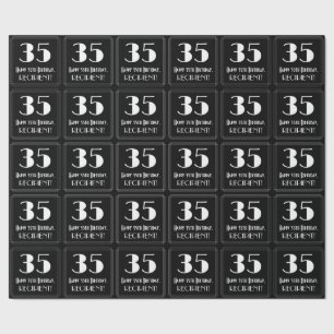 35th Birthday - Art Deco Inspired Look "35", Name Wrapping Paper