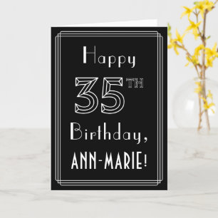35th Birthday: Art Deco Style # 35 & Custom Name Card