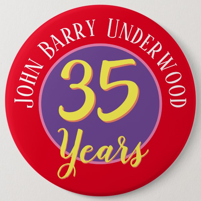 35th Birthday Badge to Personalise. (Front)