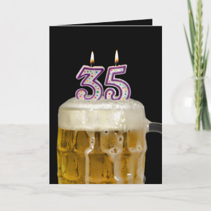 35th Birthday Beer on black Card