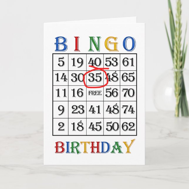 35th Birthday Bingo card (Front)