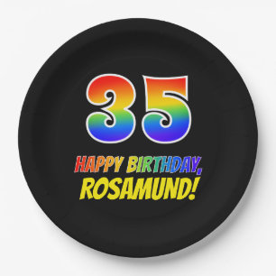 35th Birthday: Bold, Fun, Simple, Rainbow 35 Paper Plate