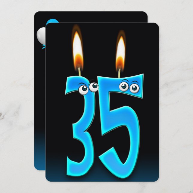 35th Birthday Candles with Eyeballs  Invitation (Front/Back)