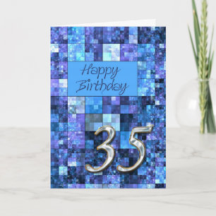 35th Birthday card with abstract squares.