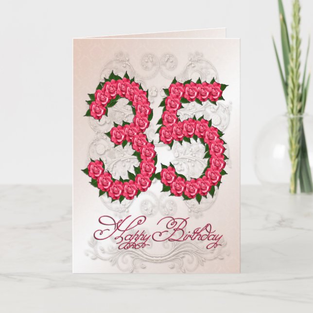 35th birthday card with roses and leaves (Front)