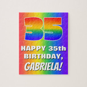 35th Birthday: Colourful, Fun Rainbow Pattern # 35 Jigsaw Puzzle