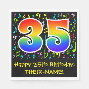 35th Birthday - Colourful Music Symbols, Rainbow 3 Napkin