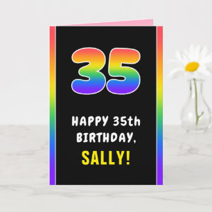35th Birthday: Colourful Rainbow # 35, Custom Name Card