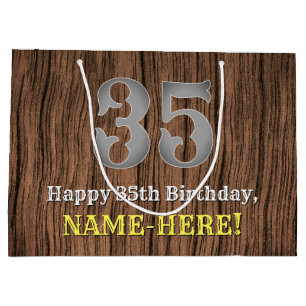 35th Birthday: Country Western Inspired Look, Name Large Gift Bag
