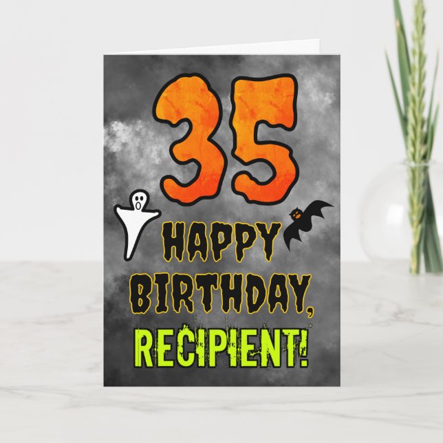 35th Birthday: Eerie Halloween Theme + Custom Name Card (Front)