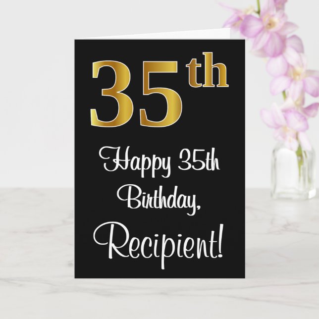 35th Birthday ~ Elegant Luxurious Faux Gold Look # Card (Orchid)