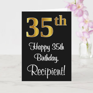 35th Birthday ~ Elegant Luxurious Faux Gold Look # Card
