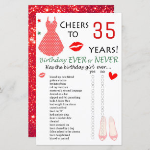 35th Birthday Ever or Never Game