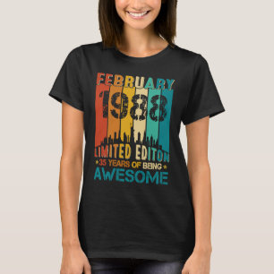 35th Birthday February 1988 35 Years Of Being Awes T-Shirt