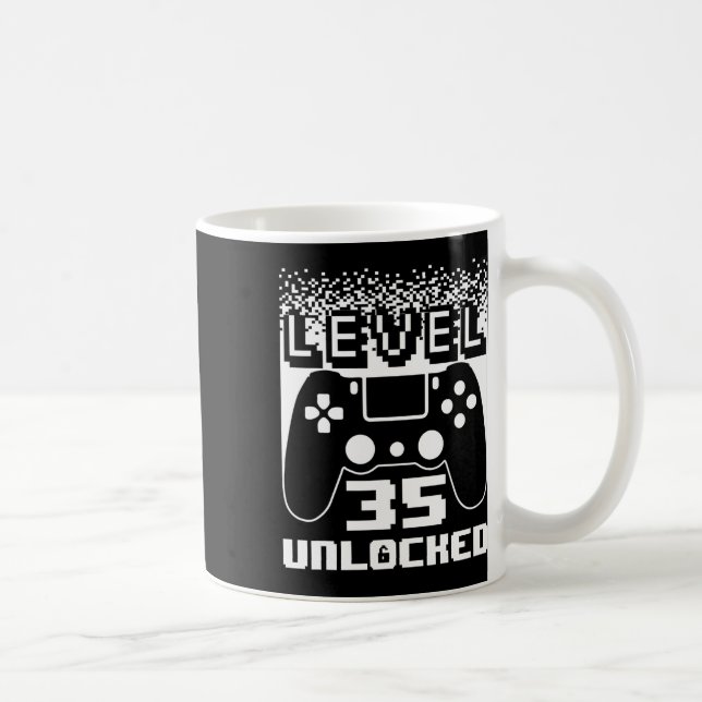 35th Birthday For Men Level 35 Unlocked Gamer 35 Y Coffee Mug (Right)