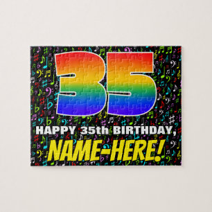 35th Birthday — Fun, Colourful Music Symbols & “35 Jigsaw Puzzle