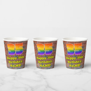 35th Birthday: Fun Graffiti-Inspired Rainbow 35 Paper Cups
