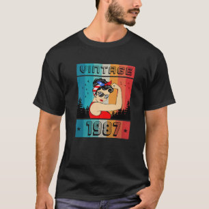 35Th Birthday Gift 35 Years Old For Women Retro Vi T-Shirt