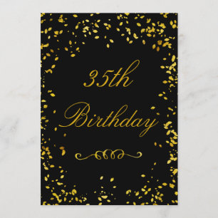 35th Birthday Glamourous Gold Confetti Invitation