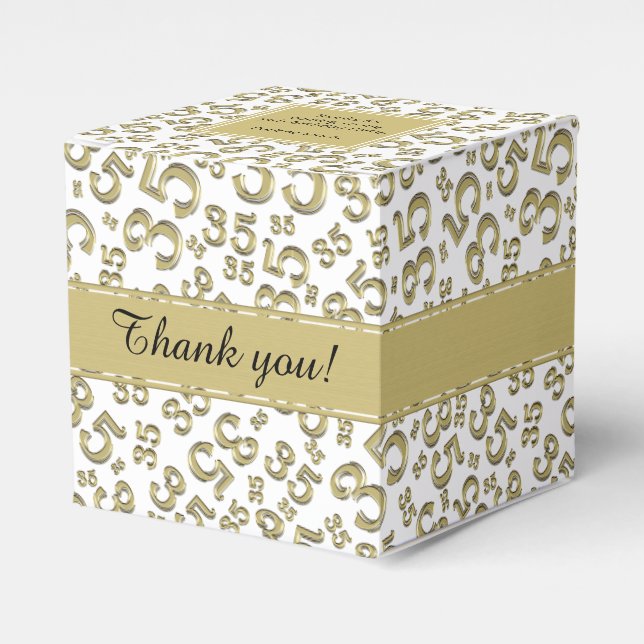 35th Birthday Gold/White collage pattern Favour Box (Front Side)