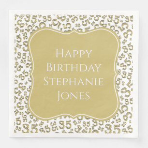 35th Birthday Gold/White Random Pattern 35 Napkin