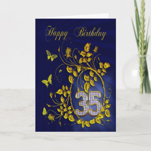 35th Birthday golden butterflies Card