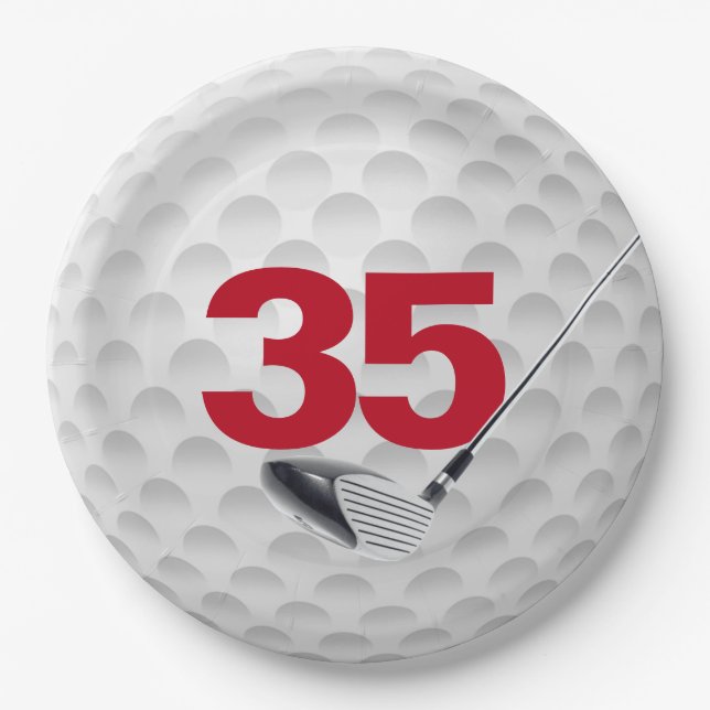 35th Birthday Golf Ball Design Paper Plate (Front)