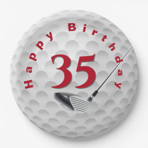 35th Birthday Golf Ball Design Paper Plate