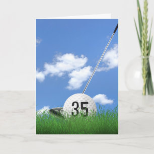 35th birthday golf ball in grass card