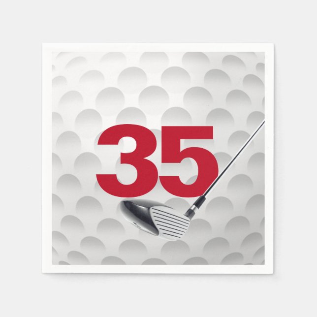 35th Birthday Golf Ball Napkin (Front)