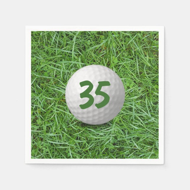 35th Birthday Golf Ball on Grass  Napkins (Front)