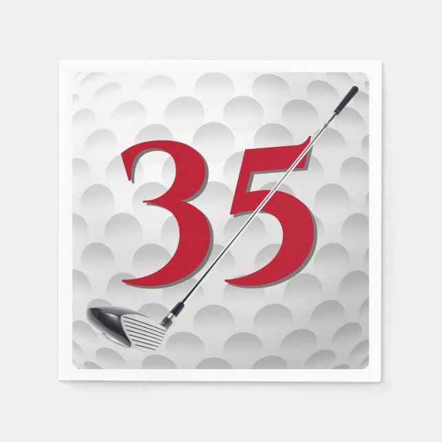 35th Birthday Golf Club Napkins (Front)