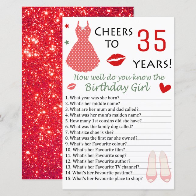 35th Birthday How well do you know the birthday (Front/Back)