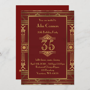 35th,Birthday invitation Man, Gatsby style,any age
