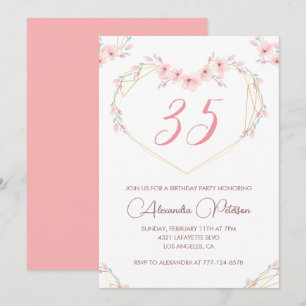 35th birthday invitations Boho Floral Elegant