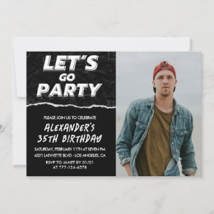 35th birthday invitations Men Black Photo