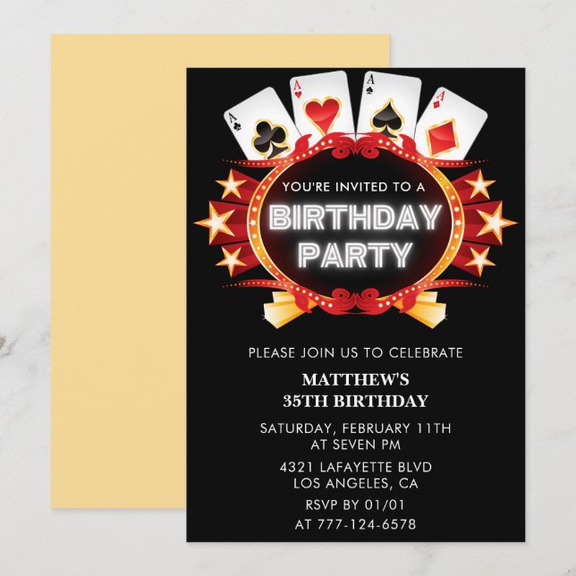 35th birthday invitations Men Casino Vegas (Front/Back)