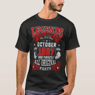 35th Birthday Legends Born In October 1987 35 Year T-Shirt