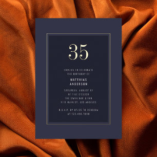35th Birthday Minimal Elegant Dark Gold Frame