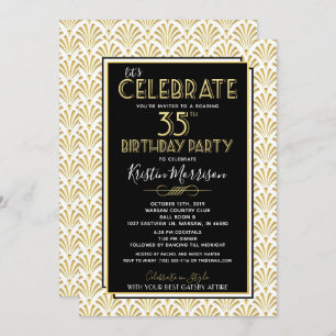 35th Birthday Party Art Deco Gatsby Roaring 1920s Invitation