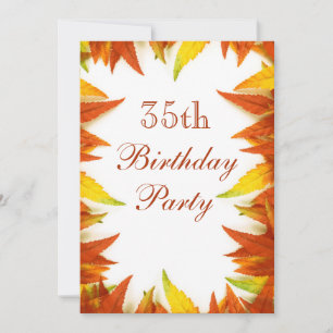 35th Birthday Party Autumn/Fall Leaves Invitation