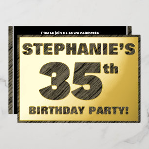 35th Birthday Party — Bold, Faux Wood Grain Text