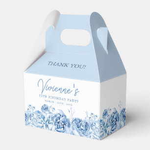 35th Birthday Party Dusty Blue Rose Floral Favour Box