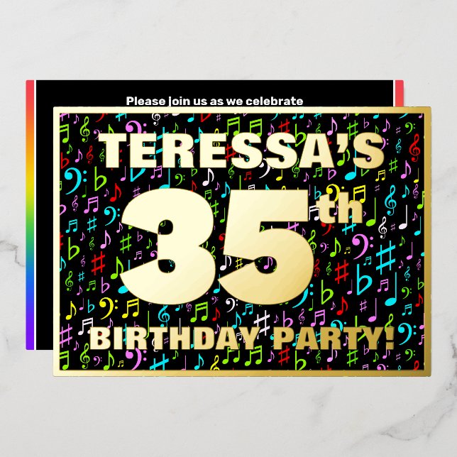 35th Birthday Party — Fun, Colourful Music Symbols (Front/Back)