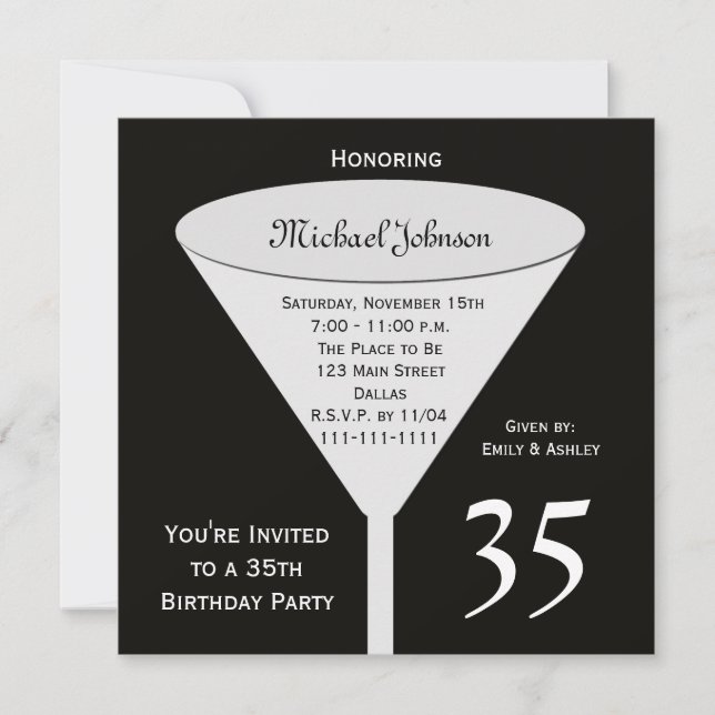 35th Birthday Party Invitation A Toast for 35 (Front)