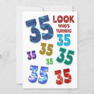 35th Birthday Party Invitation, Colourful Numbers Invitation