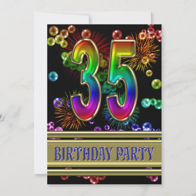 35th Birthday party Invitation with bubbles (Front)