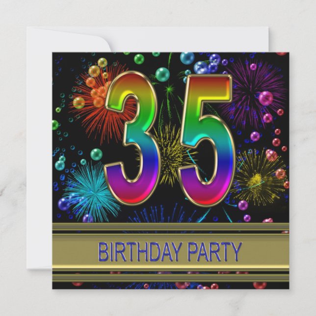 35th Birthday party Invitation with bubbles (Front)